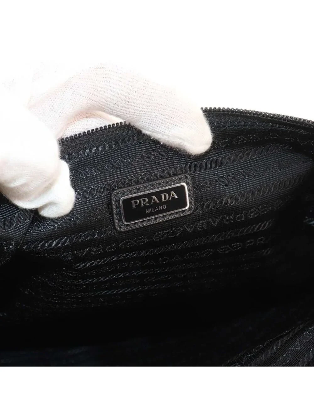 Prada Clutch Nylon Saffiano Leather Black